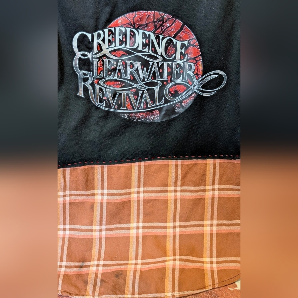 Credence Clearwater Revival Upcycled Dip Dye Bleached Flannel Shirt - Picture 7 of 15